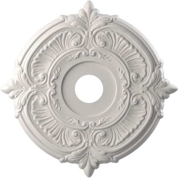 Ekena Millwork Attica PVC Medallion (Canopies up to 6 3/4"), 19"OD x 3 1/2"ID x 1"P, UltraCover Satin Blossom White CMP19ATGBW - main